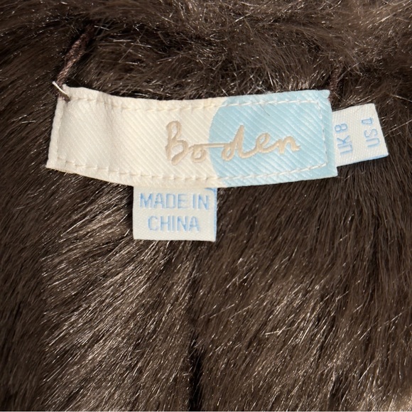 Boden Chocolate Faux Suede Faux Fur Vest Size 4 - Picture 5 of 6
